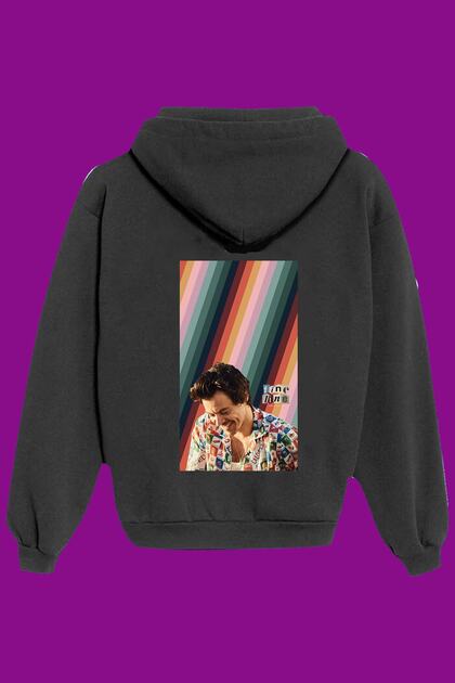 Hanorac unisex negru cu imprimeu Harry Styles pe spate
