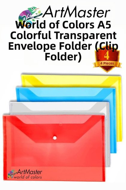 A5 Snap Fastener File Transparent Colorful Envelope File 4 Colors 17X22 cm Snap Fastener File Waterproof 50 Sheets Cap