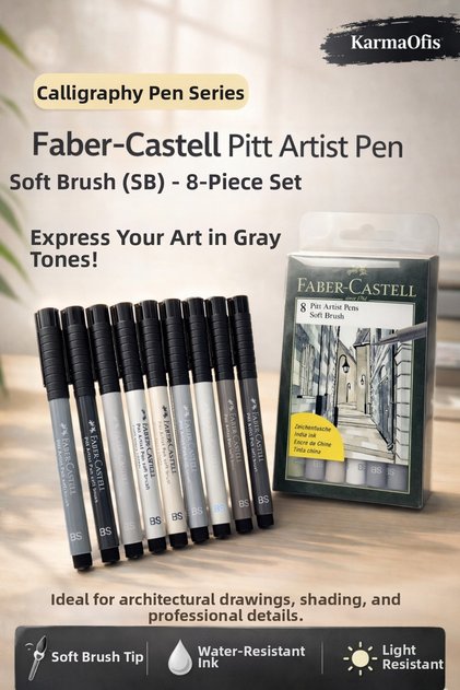 Pitt Artist Pen Soft Brush Sb 8-Piece Set Gray Tone Calligraphy and Drawing Pens