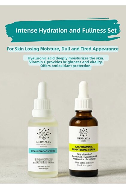 Brightening and Moisture Care Set, 15% Vitamin C Serum + Hyaluronic Acid Serum