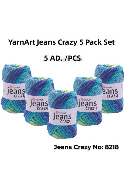 Yarn Art Jeans Crazy Knitting Yarn 8218 Punch Yarn 5-Pack