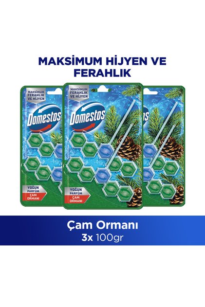 Wc Blok 5'li Güç Tuvalet Bloğu Çam Ferahlığı Maksimum Hijyen Sağlar 100 Gx3