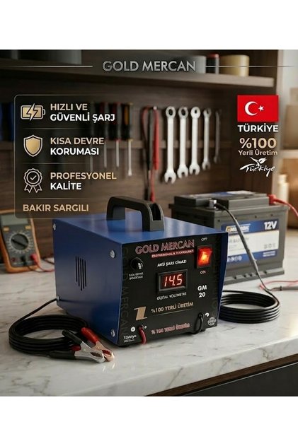 Akü Şarj Cihazı Bakır Sargılı Test Özellikli Dijital 12 Volt 200 Ampere Kadar Şarj