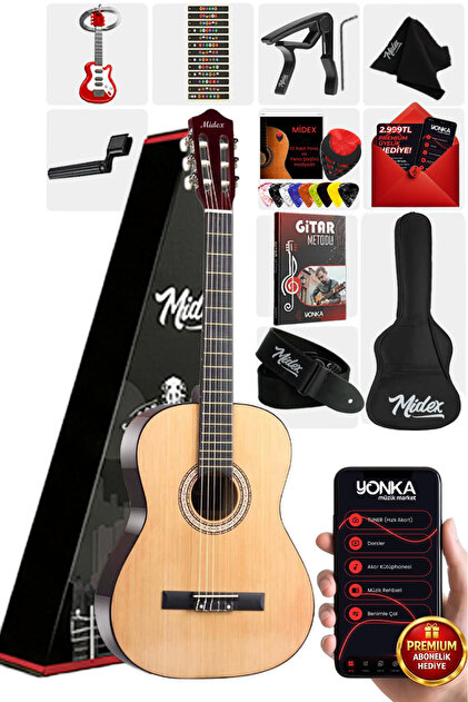 Midex Cg-270nt Doğal Renk Klasik Gitar 4/4 Yetişkin Boy Sap Ayarlı