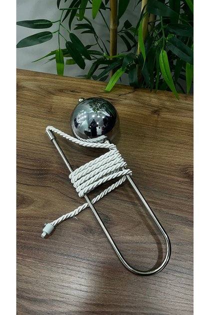 Metal Hayalet Kol Bağı- Perde Kornişten Toplama Braçol (1 Adet)- Parlak Gümüş Renk