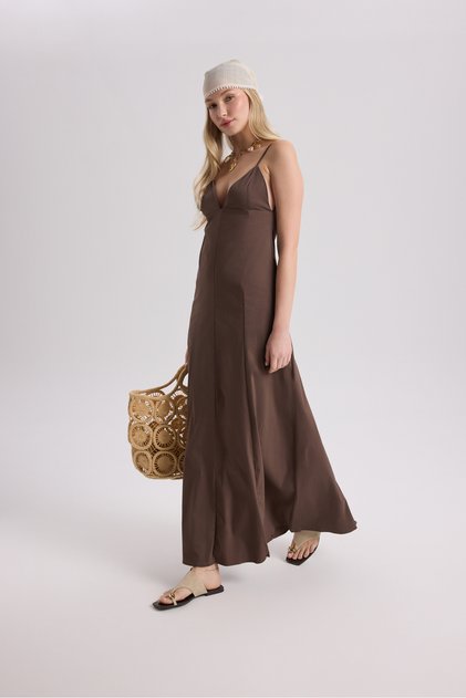 Onella Strappy Brown Long Dress