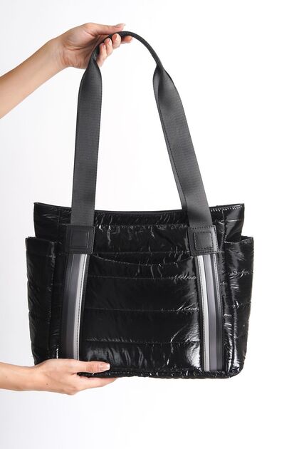 Veneto Women's Parachute Fabric Stripe Detailed Inflatable Daily Shoulder Bag