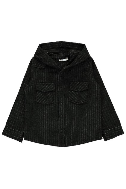 Çzigili Double Pocket Hooded Shirt for 6-9 Years - Khaki