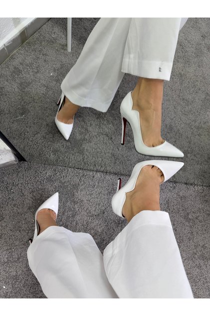 White Patent Leather Red 12 cm Classic Heeled Stiletto Shoes