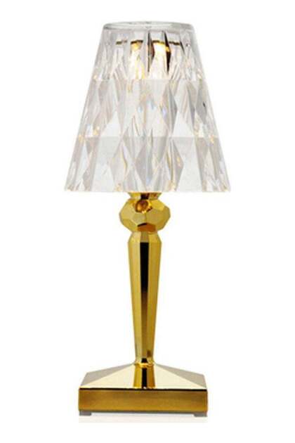 Crystal Diamond Table Lamp Gold 23X13X13cm