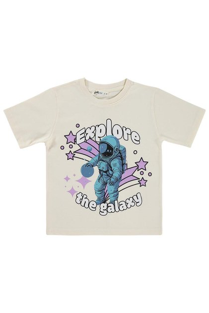 Explore Astronaut Printed T-Shirt for Ages 2-5 - Ecru