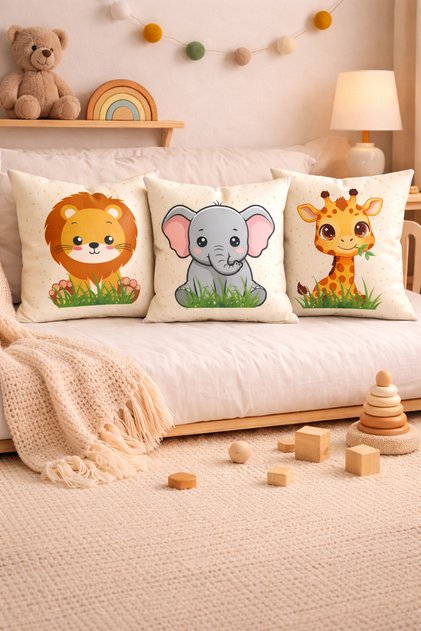 Cute Animals Series 3-Piece Baby and Kids Room Pillowcase Set