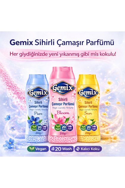 Sihirli Çamaşır Parfümü 3’lü Set (Pure + Bloom + Sun)