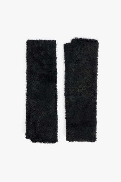 Black Soft Textured Long Gloves