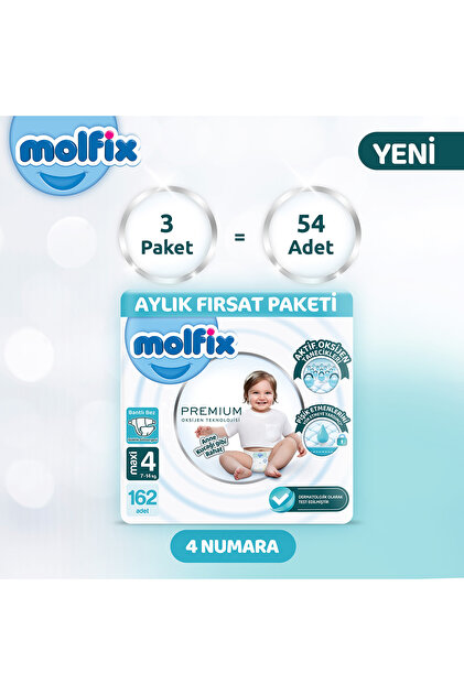 Molfix Premium Aylık Fırsat Paketi 4 Beden 162 Adet - Fiyatı