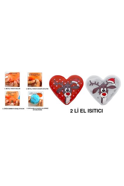Homi Heart Deer Pocket Stove, Hand Warmer, 2 Water Bags Pvc Red 9cm