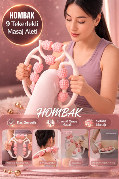 エルセーヌ　COOL MUSCLE ULTIMATE 9 2セット Hombak Kas Gevşetici Masaj Aleti 9 Tekerlekli Ayarlanabilir Lenf