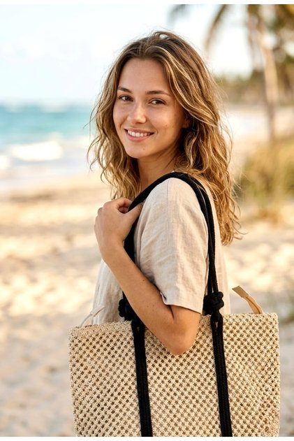 Large Size Straw Beach Bag Women's Mesh Textured Summer Casual Women's Bag