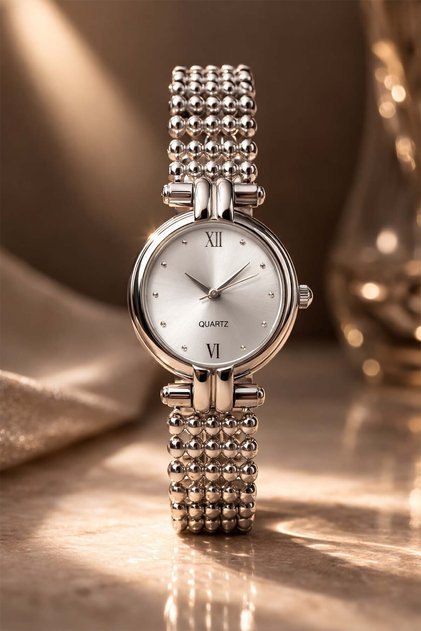 Shelin Women's Steel Watch Silver Vintage Round Case Luxury Elegant Stylish Women's Wristwatch