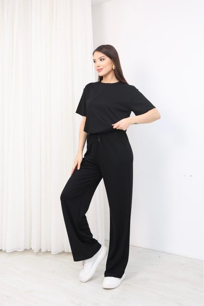 Women's Modal Fabric Crew Neck Short Sleeve Bottom Top Set