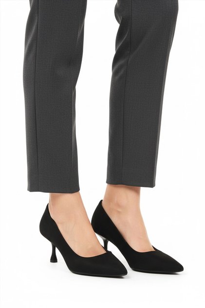 Black Suede Women's Heeled Shoes
