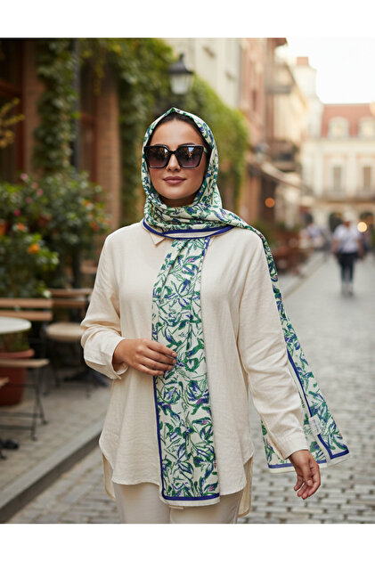 Vivid Floral Pattern Pure Touch Cotton Shawl 75X185Cm