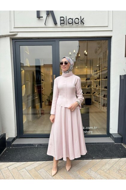TD4643 Lima Parça Detaylı Kadın Takım Pudra Pembe