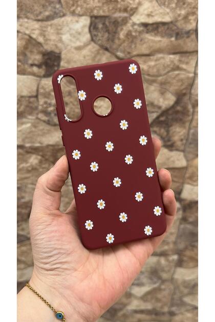 Huawei P30 Lite Compatible White Daisy Patterned Silicone Shock-Absorbing Classic Protected Rubber Case