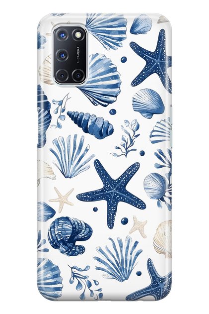 Oppo A52 / A72 / A92 Compatible Starfish and Shells Patterned Transparent Phone Case