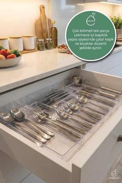 Drawer Cutlery Organizer Set Transparent Kitchen Cutlery Organizer Set with Compartments 10 Pieces