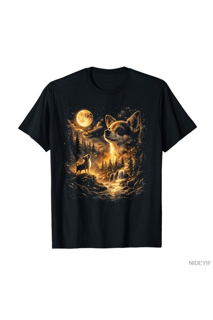 Chihuahua Howling to the Moon Meme Vintage 90S Retro T-Shirt 100% for Men Women