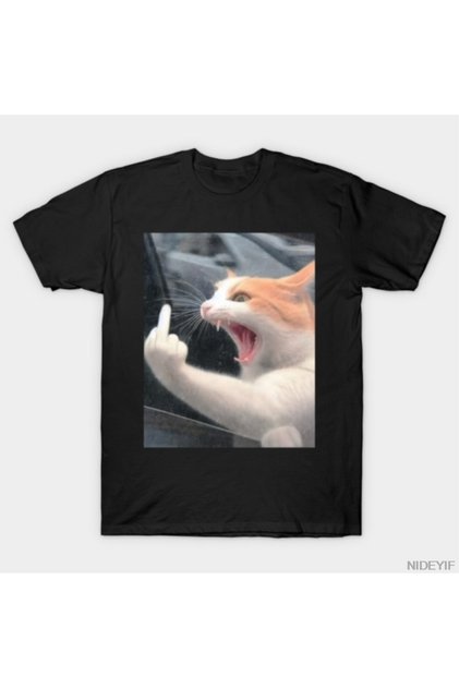Funny Orange Cat Meme Rude Ginger Cat Attitude T-Shirt for Men Women 100% Cotton