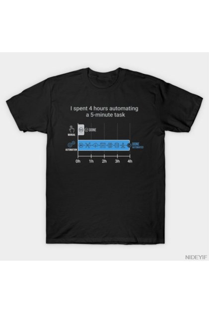 Programmer Automation Nerd 5 Minute Task - Funny Infographic T-Shirt for Men and Women