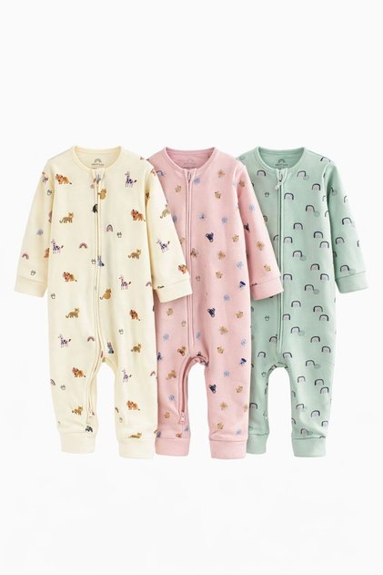 Pamuklu Pembe Baskılı 3'lü Tulum Set