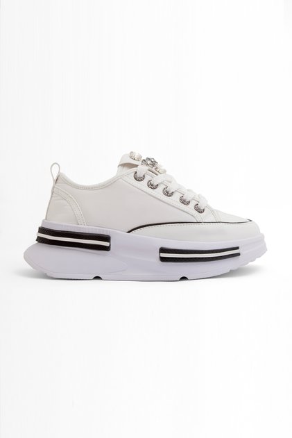 Prns 172-1 Stone Detailed Thick Sole Lace-Up Sports Shoes