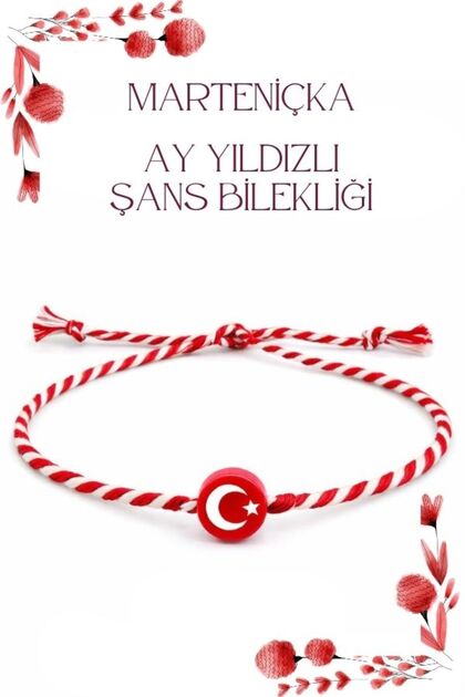 Ayyıldızlı Marteniçka Rope Bracelet - April 23Rd Bracelet - Red and White Bracelet