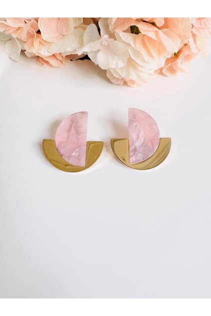 Steel Fan Gold Earrings 4 cm