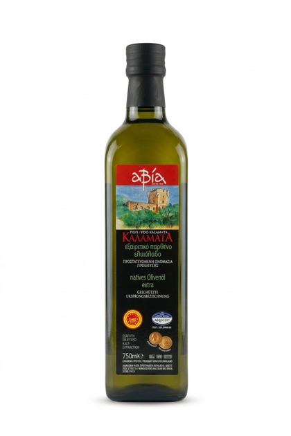 Ulei de măsline extravirgin premium, DOP, aciditate 0,4%, Kalamata, 750ml, presat la rece, 100%