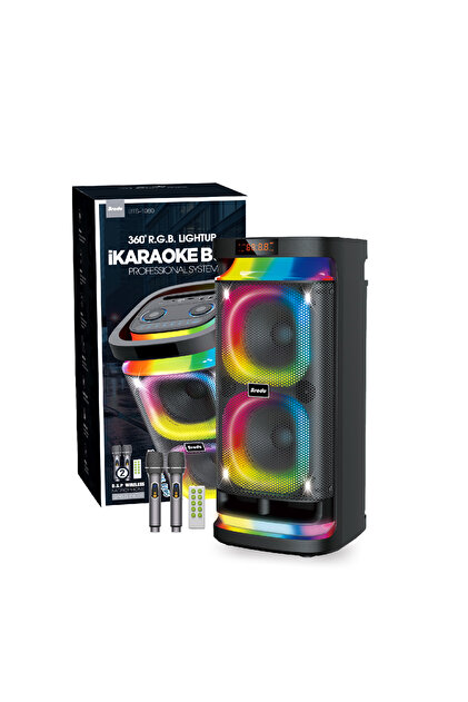 Boomboxtr BTS-2121 RGB Işıklı 2x10'' 80w*2 Taşınabilir Karaoke