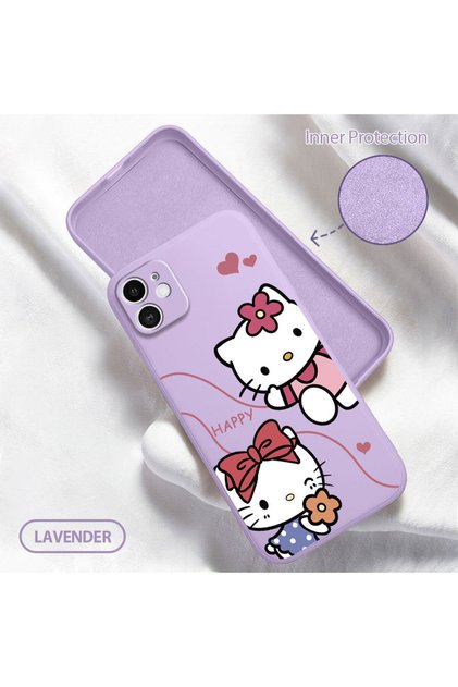 iPhone 11 Compatible Soft Silicone Phone Case with Velvet Camera Protections Kitty Pattern