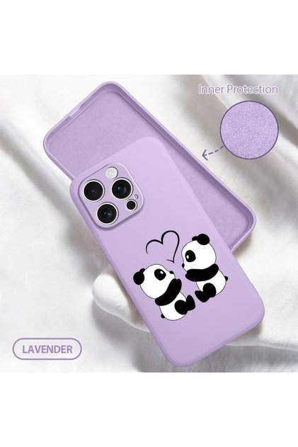 iPhone 16 Pro Compatible Panda Pattern Soft Silicone Phone Case with Velvet Camera Protections