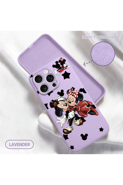 iPhone 16 Pro Compatible Soft Silicone Phone Case with Velvet Camera Protections Mickey Pattern
