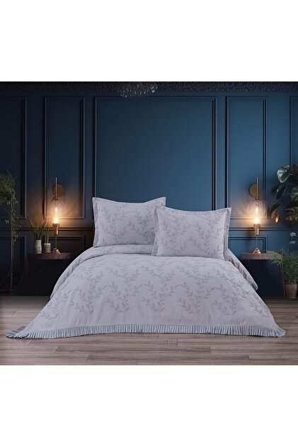Lusia 3 Piece Pique Bedspread Set Gray