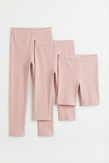 95% Cotton 3-Piece Girls' Leggings Set, Long, Capri and Shorts Models