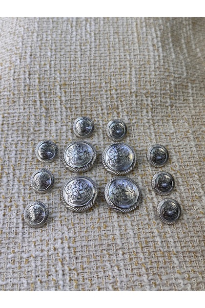 GÜMÜŞ RENK BLAZER CEKET DÜĞME SETİ (4 buyuk 8 kucuk)