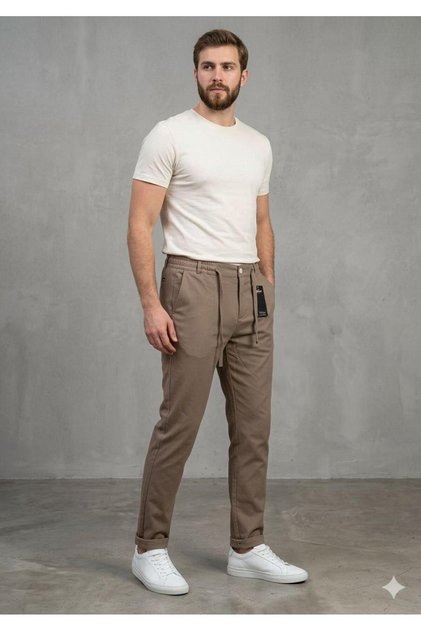 Men's Elastic Waist Double Leg Jogger Pants Linen Trousers