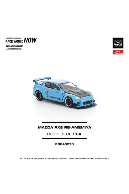 pop race 1 Pop Race Mazda RX8 RE-Amemiya Light Blue 1:64 Diecast