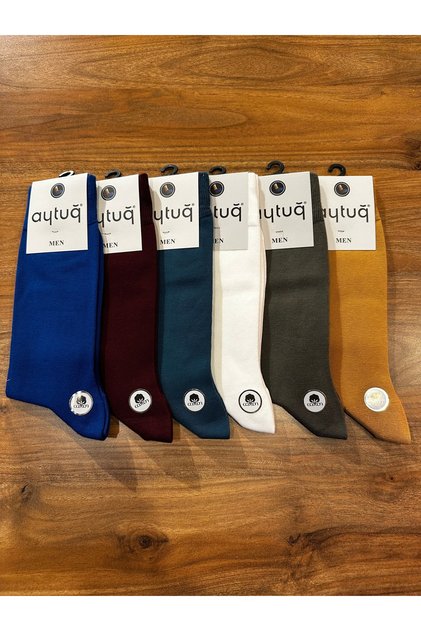 Business Men's Cotton Pack of Stitch-Free Comfortable Colorful Socks 6-Pack