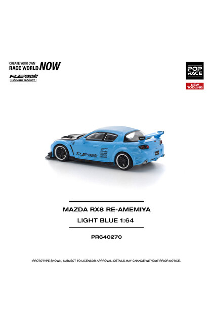 pop race 1 Pop Race Mazda RX8 RE-Amemiya Light Blue 1:64 Diecast