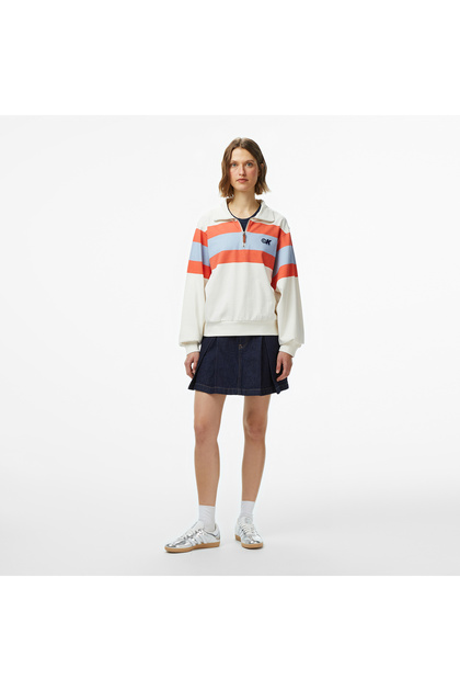 Pleated Denim Classic Kadın Mavi Etek